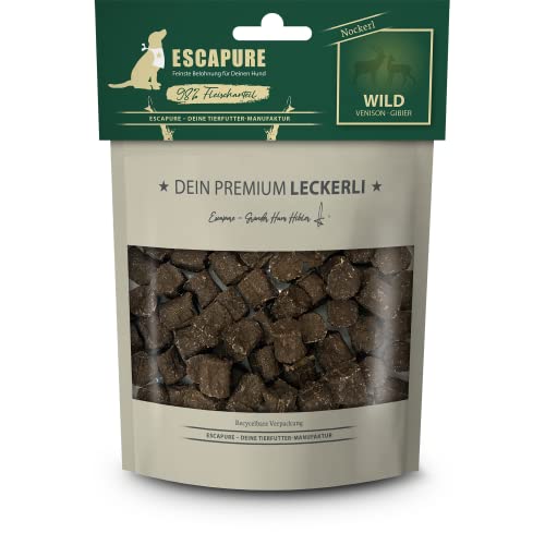 Escapure Hunde Leckerlis Wild Nockerl 150g in Premium Qualität - Wildfleisch Hundesnack mit 98% Muskelfleisch - Trainingssnacks ohne künstliche Zusatzstoffe - Knusper Snack frei von Getreide von Escapure