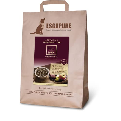 Escapure Hunde Trockenfutter im Beutel | Lamm Trockenfutter in Premium Qualität | verfeinert mit Rapsöl und Amarant | 4kg von Escapure