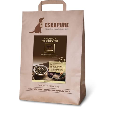 Escapure Hunde Trockenfutter im Beutel | Pferd Trockenfutter in Premium Qualität | verfeinert mit Rapsöl und Amarant | 4kg von Escapure