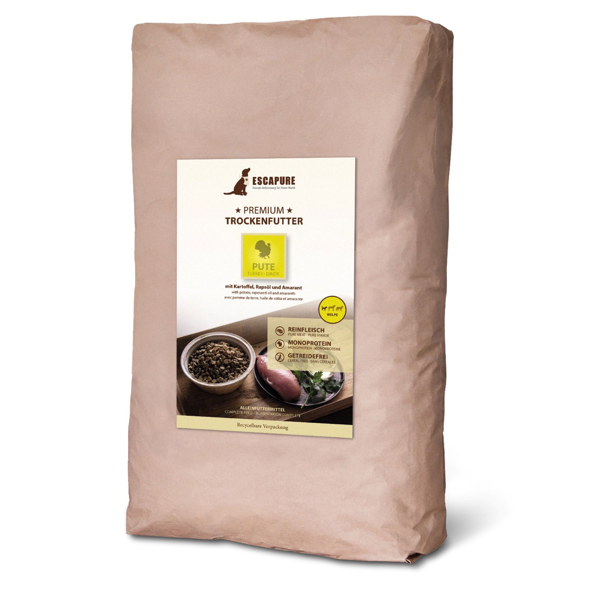 Escapure Pute Premium Trockenfutter Welpe 12kg von Escapure