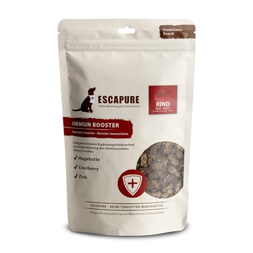 Escapure Rind Immun Booster Snack für Hunde – Natürlicher Snack zur Unterstützung des Immunsystems, 150g – Getreidefrei, reich an Vitaminen, ideal für Starke Abwehrkräfte von Escapure