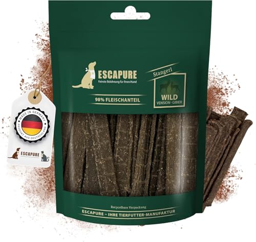 Escapure Hunde Leckerli Beutel | Wild Stangerl 150g | Wild Stangerl in Premium Qualität | 98% Muskelfleisch | ohne künstliche Zusatzstoffe und frei von Getreide von Escapure