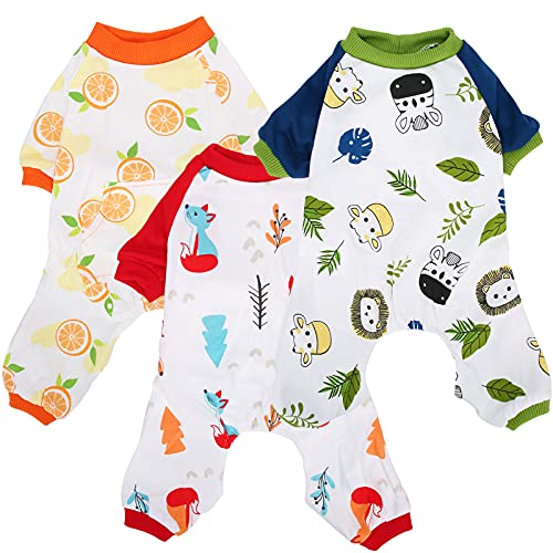 3 x Haustier-Pyjama, Baumwolle, Cartoon-Haustier-Pyjama, Haushalt, weicher Hunde-Jumpsuits (S) von Esenlong