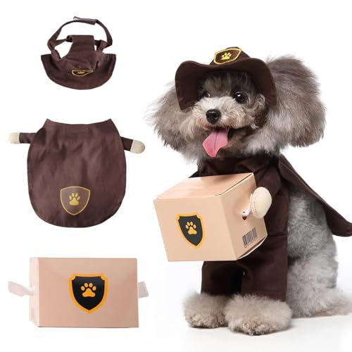 Hundekostüm Weihnachten, Katze Hund Weihnachtskostüm, Kurier Rollenspiel Hundekostüm, Geeignet für Welpe Kätzchen Party Weihnachten Halloween Haustier Kit von Esenlong