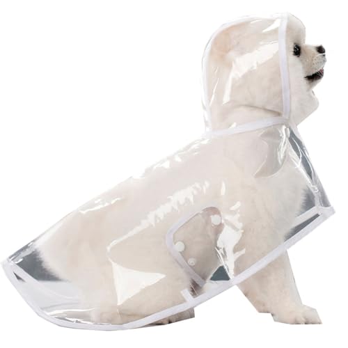 Regenmantel für Hunde mit Kapuze, verstellbar, PVC, transparent, wasserdicht, ultraleicht, wasserdichter Hund mit Kapuze, transparenter Regenmantel, Regenponcho, für kleine Hunde (S) von Esforzarse