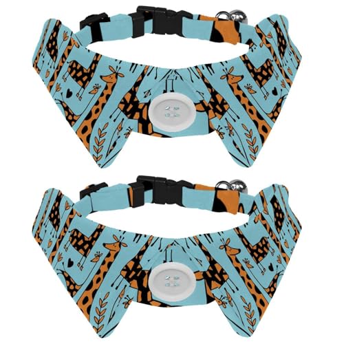 Eslifey Hundehalsband mit Fliege und Glöckchen, Cartoon-Giraffen-Muster, blauer Hintergrund, verstellbares Revers-Design, Katzenfliege, Halsband für kleine Haustiere, 2 Stück Eslifey Hundehalsband mit Fliege und Glöckchen, Cartoon-Giraffen-Muster, blauer Hintergrund, verstellbares Revers-Design, Katzenfliege, Halsband für kleine Haustiere, 2 Stück von Eslifey