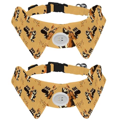 Eslifey Hundehalsband mit Fliege und Glöckchen, Katzen-Maus-Cartoon-Muster, verstellbares Revers-Design, Katzenfliege, Halsband für kleine Haustiere, 2 Stück von Eslifey