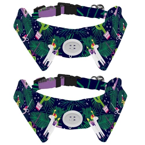 Eslifey Hundehalsband mit Fliege und Glöckchen, Weihnachtsmütze, Flamingo, Einhorn, Alpaka, Schwan, Dschungel, verstellbares Revers-Design, Katzen-Fliege, Halsband für kleine Haustiere, 2 Stück von Eslifey