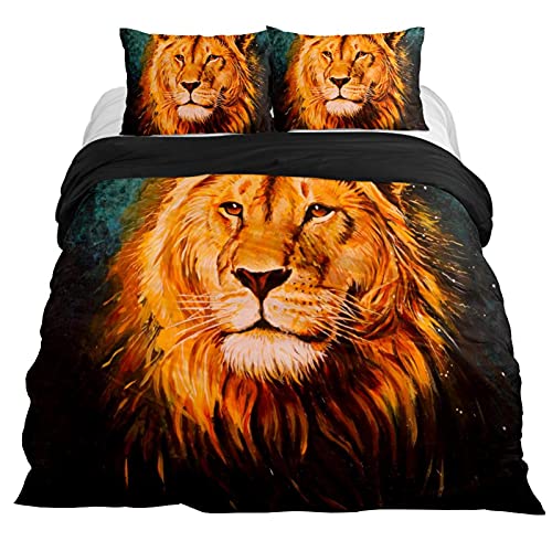 Eslifey The Lion 3-teiliges Bettbezug-Set mit Reißverschluss, Queen-Size-Größe 221 x 221 cm von Eslifey