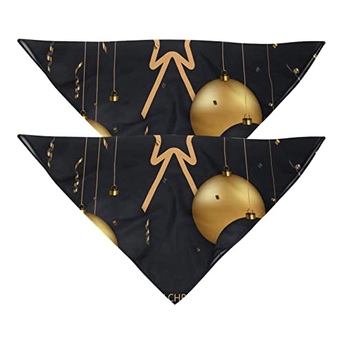 Hundehalstuch, 2 Stück, Weihnachten, goldene schwarze Bälle, Haustierschal, Chiffon-Bandana, Dreieck-Lätzchen, Zubehör für kleine, mittelgroße und große Hunde, Welpen, Haustiere von Eslifey