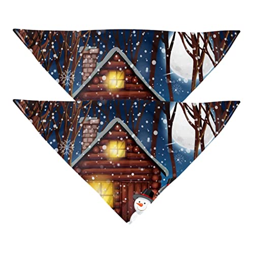 Hundehalstuch, 2 Stück, Weihnachtsmann Schneemann Hütte im Winter Holz Haustier Schal, Chiffon Bandanas Dreieck Lätzchen Zubehör für kleine, mittelgroße und große Hunde Welpen Haustiere von Eslifey