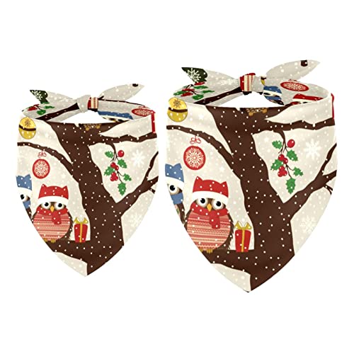 Hundehalstuch, 2 Stück, Winter-Weihnachtsmütze, Eule, Vogel auf Baum, Haustierschal, Chiffon-Halstuch, Dreieck-Lätzchen, Zubehör für kleine, mittelgroße und große Hunde, Welpen, Haustiere von Eslifey