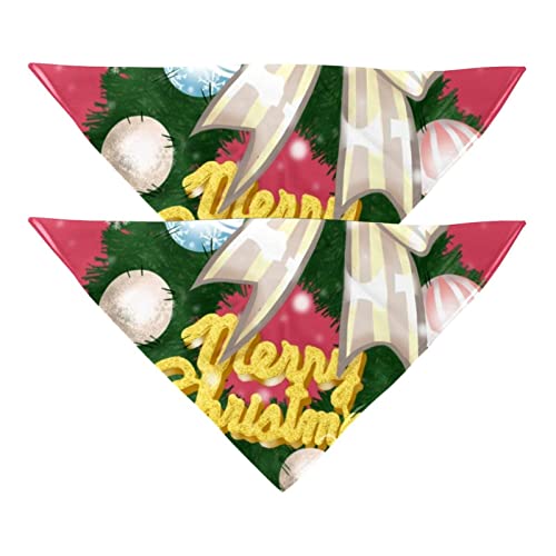 Hundehalstuch, Merry Christmas Ball Haustierschal, Chiffon-Bandanas Dreieck-Lätzchen, Zubehör für kleine, mittelgroße und große Hunde, Welpen, Haustiere, 2 Stück von Eslifey