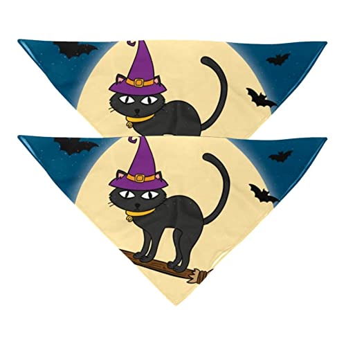 Hundehalstücher, 2 Stück, Halloween-Katzen-Druck, Haustierschal, Chiffon-Bandanas Dreieck-Lätzchen, Zubehör für kleine, mittelgroße und große Hunde, Welpen, Haustiere von Eslifey