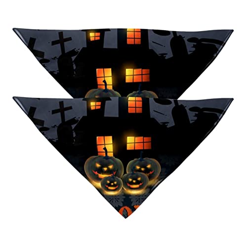 Hundehalstücher, 2 Stück, Halloween-Kürbis-Hintergrund, Haustierschal, Chiffon-Bandanas Dreieck-Lätzchen, Zubehör für kleine, mittelgroße und große Hunde, Welpen, Haustiere von Eslifey