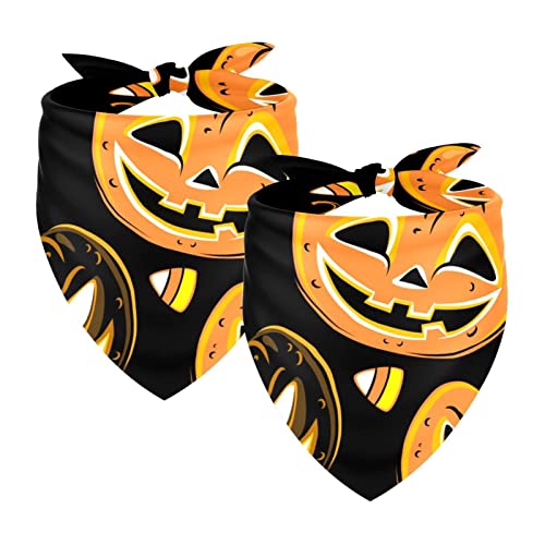 Hundehalstücher, 2 Stück, Halloween-Kürbis-Lampe, Haustierschal, Chiffon-Bandanas Dreieck-Lätzchen, Zubehör für kleine, mittelgroße und große Hunde, Welpen, Haustiere von Eslifey