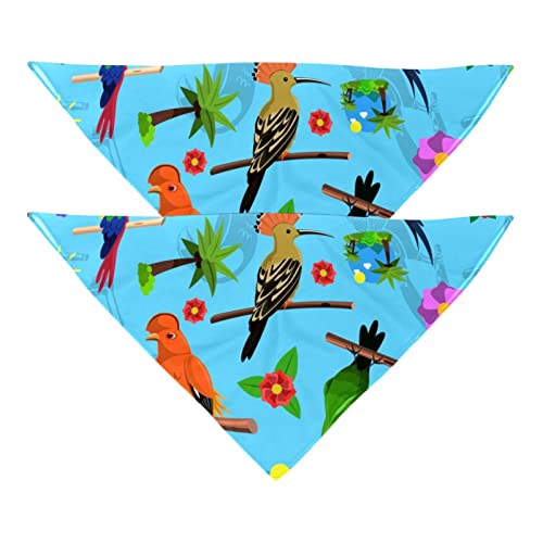 Hundehalstücher, 2 Stück, Kolibri, Tukan, Vögel, Haustierschal, Chiffon-Bandana, dreieckiges Lätzchen, Zubehör für kleine, mittelgroße und große Hunde, Welpen von Eslifey