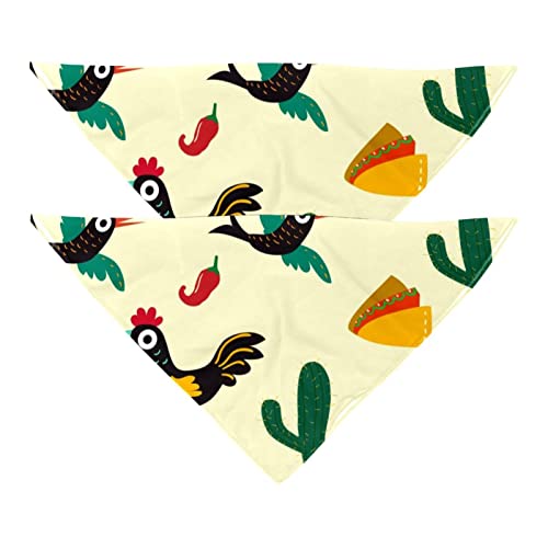 Hundehalstücher, 2 Stück, Mexiko-Symbole, Vogel, Kaktus, Haustierschal, Chiffon-Bandana, Dreiecks-Lätzchen, Zubehör für kleine, mittelgroße und große Hunde, Welpen, Haustiere von Eslifey