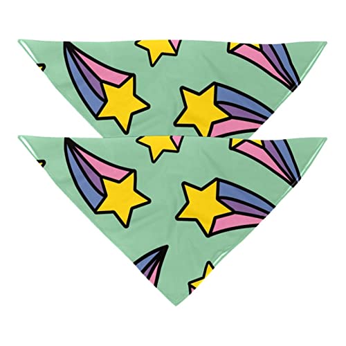 Hundehalstücher, 2 Stück, Regenbogen-Sternschnuppen, Haustierschal, Chiffon-Bandana, dreieckiges Lätzchen, Zubehör für kleine, mittelgroße und große Hunde, Welpen von Eslifey