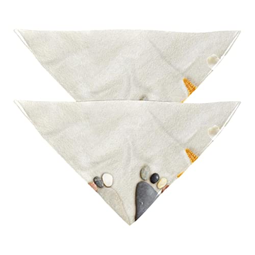 Hundehalstücher, 2 Stück, Seaside Pebbles Footprints Pet Scarf, Chiffon Bandanas Triangle Bibs Accessories for Small Medium Large Dogs Pets von Eslifey