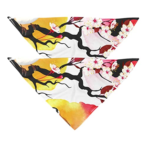 Hundehalstücher, 2 Stück, Vögel, Schmetterling im Baum, Haustierschal, Chiffon-Bandana, Dreieck-Lätzchen, Zubehör für kleine, mittelgroße und große Hunde, Welpen, Haustiere von Eslifey