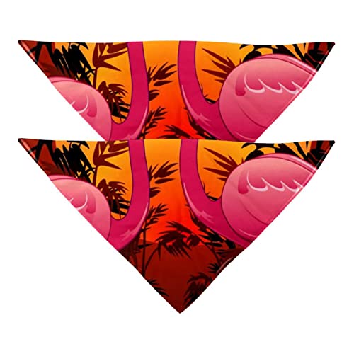 Hundehalstücher, Flamingo, Vögel in der Dämmerung, Haustierschal, Chiffon-Bandana, dreieckig, Zubehör für kleine, mittelgroße und große Hunde, Welpen von Eslifey