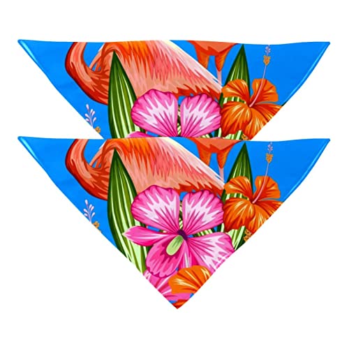 Hundehalstücher, Flamingo, Vögel und Blumen, Haustierschal, Chiffon-Bandana, dreieckig, Zubehör für kleine, mittelgroße und große Hunde, Welpen, Haustiere von Eslifey