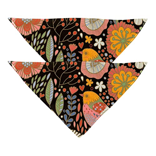 Hundehalstücher, Retro-Stil, Blumenmuster, Vogel-Haustier-Schal, Chiffon-Bandanas Dreieck-Lätzchen, Zubehör für kleine, mittelgroße und große Hunde, Welpen, Haustiere, 2 Stück von Eslifey