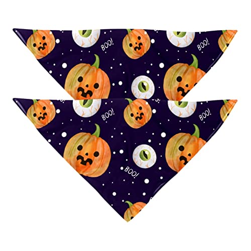 Hundehalstücher 2 Stück, Halloween Kürbis & Auge Ball Muster Haustier Schal, Chiffon Bandanas Dreieck Lätzchen Zubehör für kleine, mittelgroße und große Hunde Welpen Haustiere von Eslifey