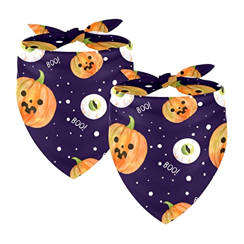 Hundehalstücher 2 Stück, Halloween Kürbis & Auge Ball Muster Haustier Schal, Chiffon Bandanas Dreieck Lätzchen Zubehör für kleine, mittelgroße und große Hunde Welpen Haustiere von Eslifey