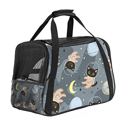 Pet Carrier Cute Cats in Helmets Star Moon Pattern Soft-Sided Pet Travel Carriers for Cats,Dogs Puppy Comfort Portable Foldable Pet Bag Airline Approved von Eslifey