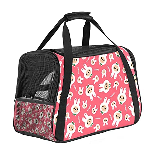 Transporttasche für Haustiere, Motiv: Happy Rabbit mit Krawatte, weiche Seiten, für Katzen, Hunde, Welpen, bequem, tragbar, faltbar, für Fluggesellschaften zugelassen von Eslifey