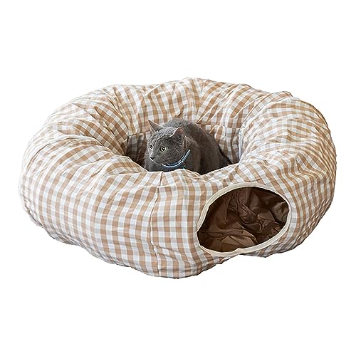 Esncddym Katzennest-Betttunnel,Katzen-Donut-Tunnel, Haustier-Katzennisthöhle, faltbares Katzentunnelbett mit 2 Eingängen, Waschbares Katzenbett-Donut-Spielzeug für Schlafzimmer, Tierhandlung, von Esncddym