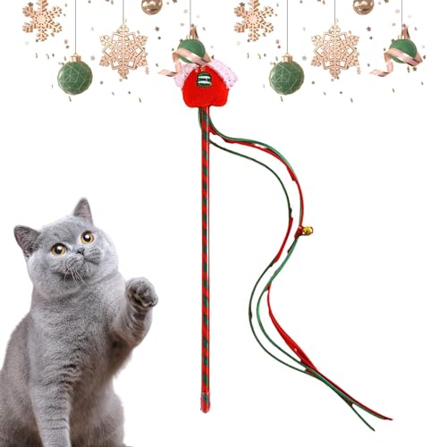 Esncddym Katzenspielzeug Teaser Zauberstab - Weihnachten Katzenspielzeug Katzenfänger Teaser Stick - Tragbarer Angelrutenfänger, beißendes Kau- und Spielspielzeug für Haustiere, kleine und mittel ße von Esncddym