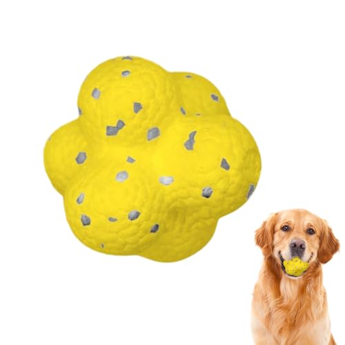 Esoes Kauzauber Ball Unzerstörbares Hundespielzeug Interaktiver Apportierball Pfotenstern Magic Ball Vollgummiball Langlebig 10cm für Aggressive Kauer Klein Mittel Große Hunde Drinnen Draußen (Gelb von Esoes