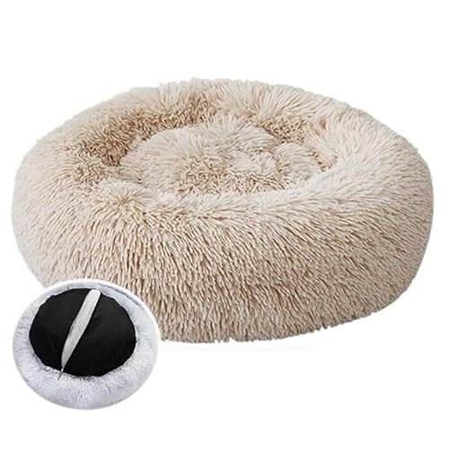 Esoes Donut Hundebett Waschbar Plüsch Donut Haustierbett Rund Beruhigendes Haustier Kuscheltier Linderung Anti Angst Hundemöbel Bett Sofa Kissen Waschbar Hundebettmatten Welpenbett Kätzchenbett (XL, von Esoes