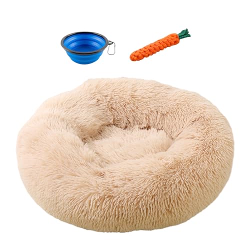 Esoes Donut Hundebett Waschbar Plüsch Donut Haustierbett Rund Beruhigendes Haustier Kuscheltier Linderung Anti Angst Hundemöbel Bett Sofa Kissen Waschbar Hundebettmatten Welpenbett Kätzchenbett (3XL, von Esoes