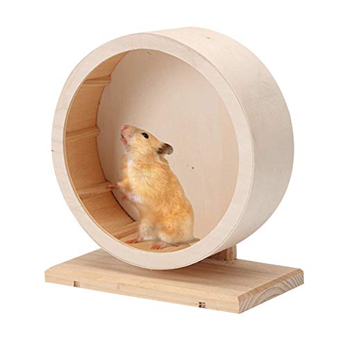 Holz Laufrad Hamster Spielzeug Spaß Haustier Holzübungsrad Silent Runner Joggingrad Spielzeug Holzübungsrad für Kleintiere (M) von Esoes