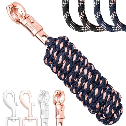 Esposita Führstrick Anbindestrick Soft Champion Edition mit Panikhaken oder Snaphaken, Karabinerhaken weich und stabil (Navy/Rosegold, Panikhaken) von Esposita