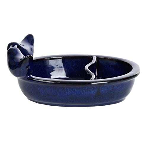 Esschert Design Futter- undTrinkschale Blau lasiert oval - Keramik von Esschert Design