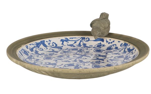 Esschert Design Vogeltränke rund mit Vogel, Agede Ceramic von Esschert Design