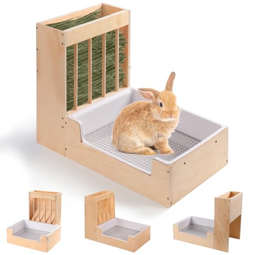 Essenhome Großes 2-in-1 Kaninchen-Heu-Futterstation und Katzentoiletten-Set (groß) von Essenhome