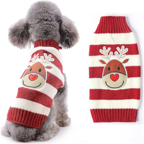 Esshogo 1 Stück Hundepullover Weihnachten, Winter Hund Mantel, Rentier, Haustier Hund Katze Pullover,Ideal für Katze, Hund,Weihnachten Knitted Bauwolle von Esshogo