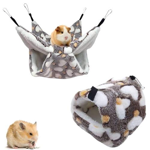 Esshogo 2 Stück Hamster-Nest, Hamster-Hängematte für Haustiere, atmungsaktiv, Hamster-Zubehör, geeignet für Hamster, Eichhörnchen, Igel, Chinchillas zum Spielen und Schlafen von Esshogo