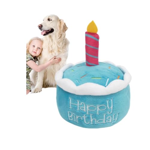 Esshogo Geburtstagstorte Hundespielzeug, langlebiges, Plüsch-Hundespielzeug, kreative Geburtstagsgeschenke für Hunde(Blaue Geburtstagstorte) von Esshogo