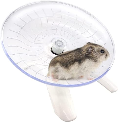 Esshogo Hamster, Hamster Laufrad Leises Hamster, Hamsterrad Spielzeug, Mute Hamster Fliegende Untertasse, für Syrische Zwerghamster, Rennmäuse, Mäuse oder andere kleine Haustiere, Weiß - 18cm von Esshogo