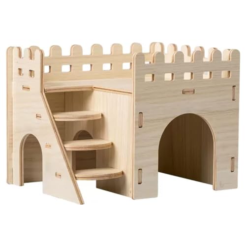 Esshogo Hamster-Versteck mit Kletterleiter, Holz Hamsterhaus, Kleintierversteck, Hamster Eckhaus, Hamsterhaus Dekor Zubehör DIY Hamster Spielzeug Für Zwerghamster, Rennmäuse, Degus, Stachelmäuse von Esshogo