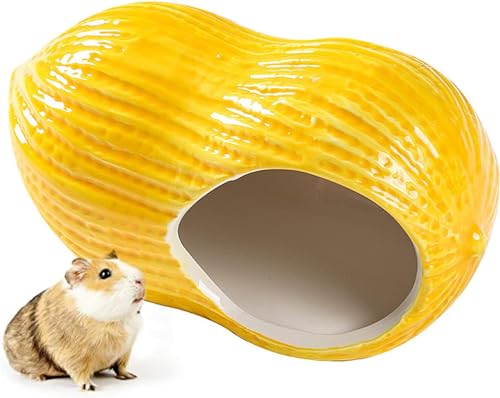 Esshogo Haustier Keramik Nest, Hamster Haus aus Keramik, Kleintierversteck Hamster Haus Hamster, Nest Kleintiere Höhle Käfig für Igel Ratte Chinchilla Meerschweinchen Kleine Haustiere, Erdnüsse von Esshogo