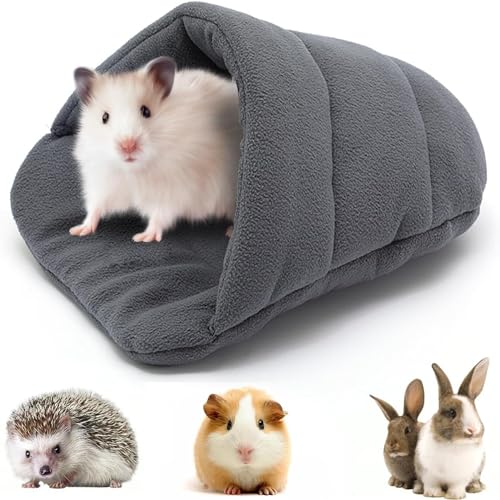 Esshogo Haustier Nest, Kleine Tier Plüsch Höhle, Hamster Haustier Nest, Meerschweinchen Bett Haustier Schlafsack Höhle Nest Kissen(Grau) von Esshogo