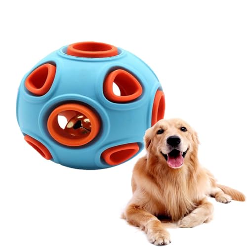 Esshogo Hundespielzeug Ball, Glocke, Spielzeug, Naturkautschukmaterial, Quietschendes Interaktives Kauspielzeug, Zähne Spielzeugball, Hüpfball für Hunde von Esshogo